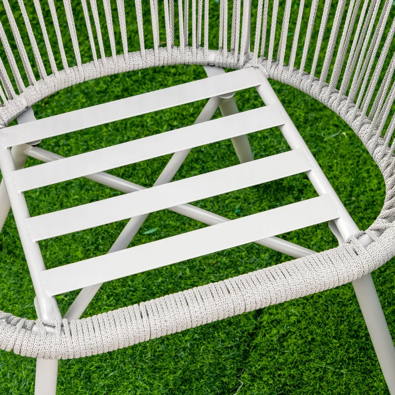 Outsunny set 3 piese, 1 masa si 2 scaune pentru exterior, crem