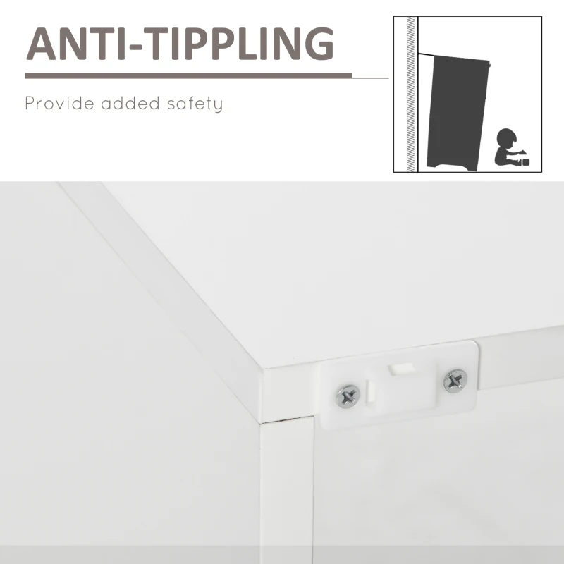 HOMCOM Bufet Modern cu Usa si lumini LED cu Finisaj Lucios si Rafturi din Sticla