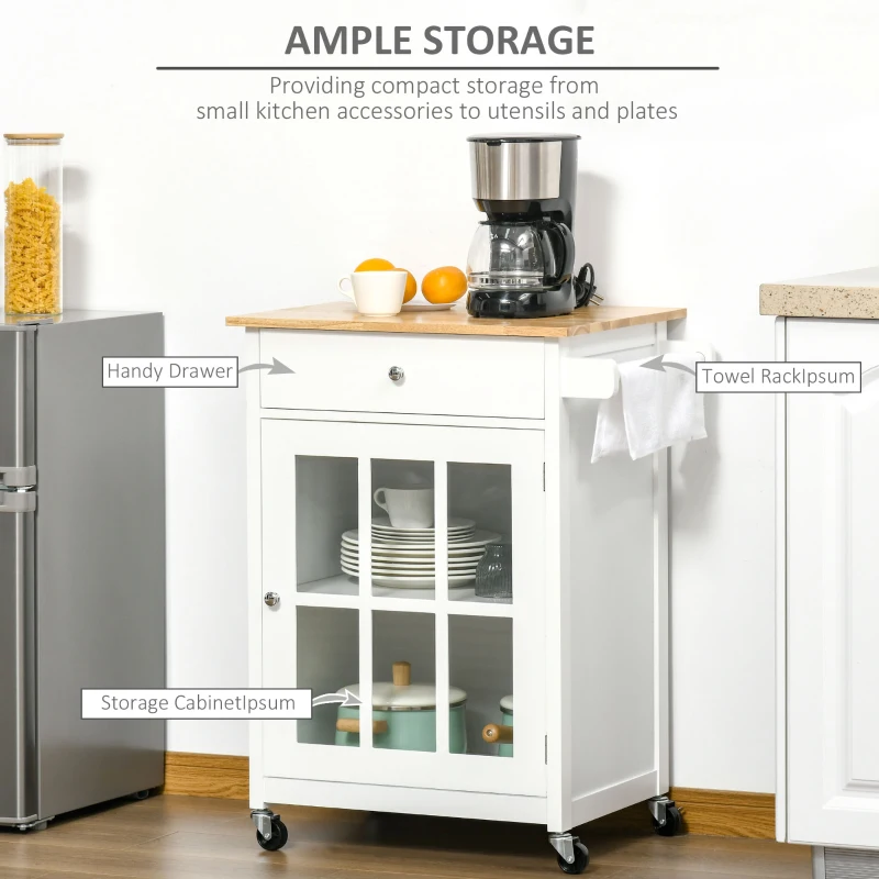 HOMCOM carucior de bucatarie, multifunctional, 67x48x86.5cm, alb(m-4)