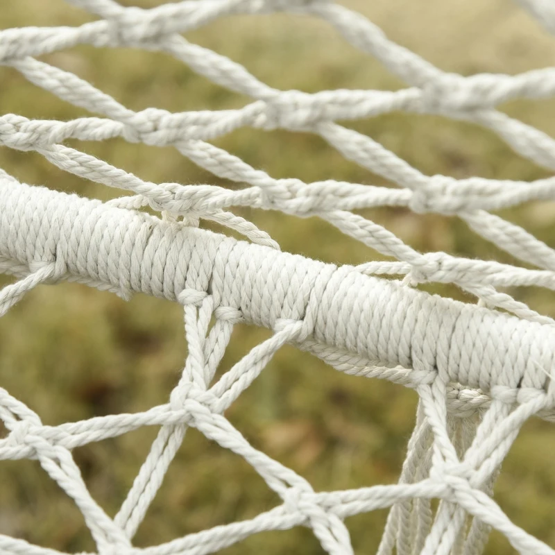 Outsunny Hamac Balansoar pentru Gradina si Casa cu 2 Locuri din Macramé Alb Crem, Fără Pernă