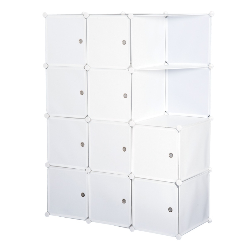 Homcom Dulap Gardaroba Modulara 10 Cuburi, Alb,111x47x145cm