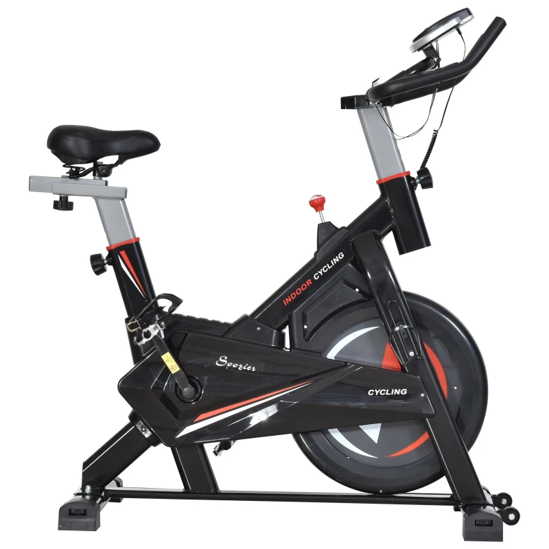 Soozier Bicicleta Fitness Cardio – LCD, Otel Negru, Antrenament Acasa
