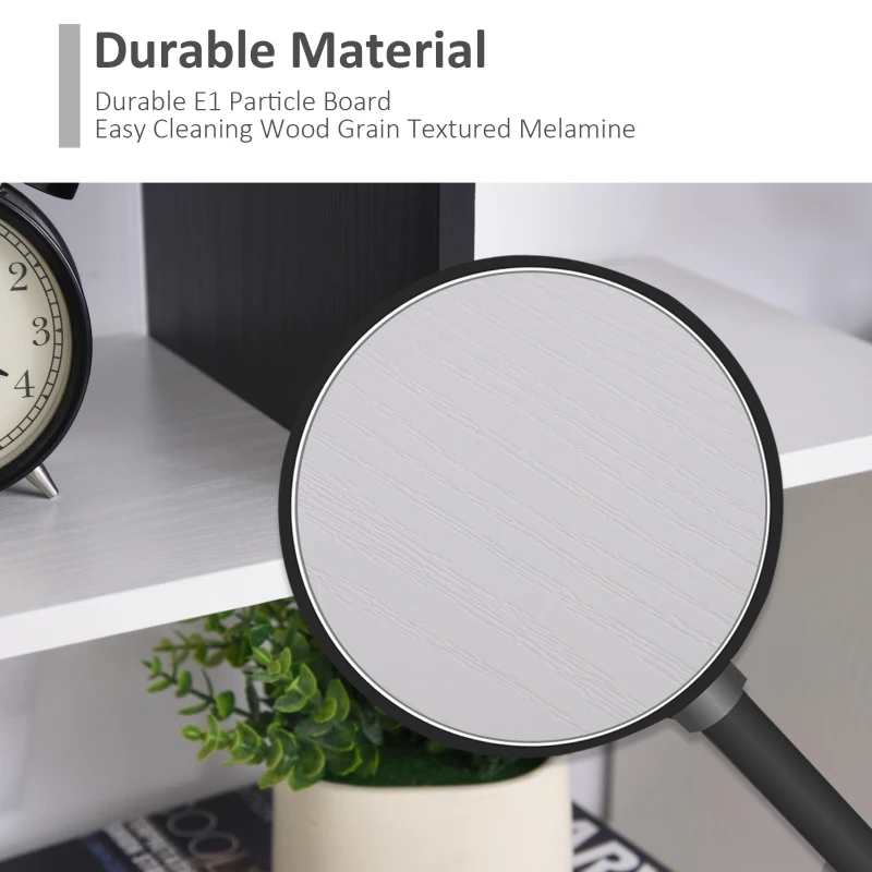 HOMCOM Biblioteca cu 3 Rafturi 8 Compartimente cubice Design Antirasturnare din Lemn Alb Negru