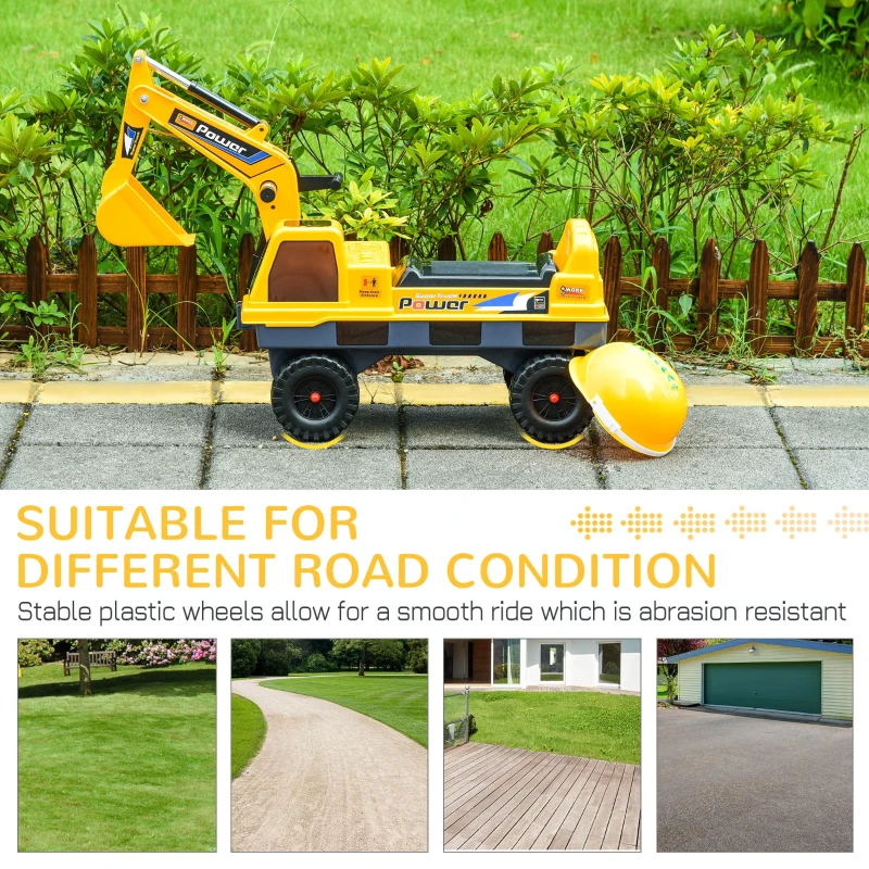 HOMCOM buldozer excavator, jucarie 2 in 1, 90x28x58cm galben(m-7)