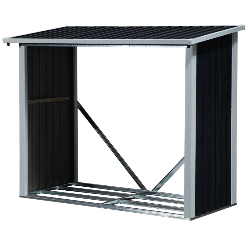 Outsunny sopron exterior, pentru lemne, 82x89x136cm, negru