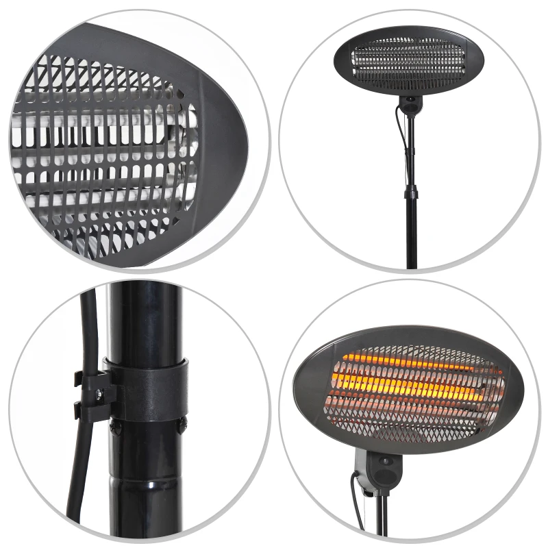 Outsunny Lampa Sistem de Incalzire pentru Extern 2000W Negru 180-210cm