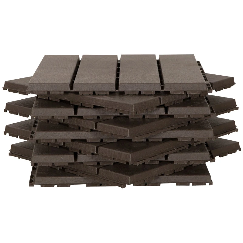 Outsunny Set gresie pentru Terasa 30x30x2cm, 0.81 mq, Maro