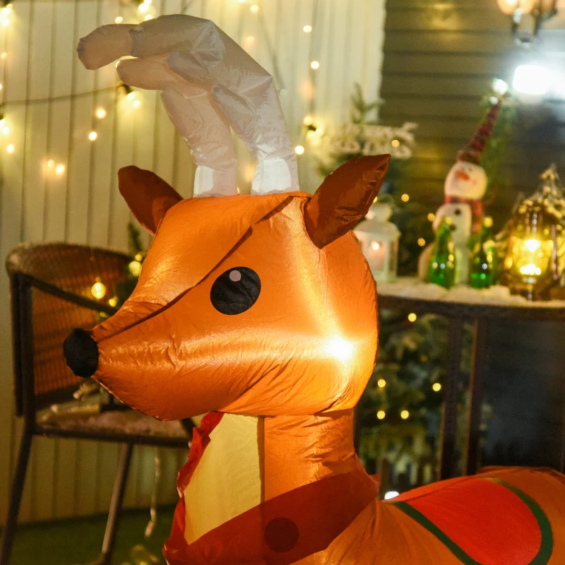 HOMCOM Mos Craciun Gonflabil cu 4 lumini LED, ren si sanie, impermeabil IP44