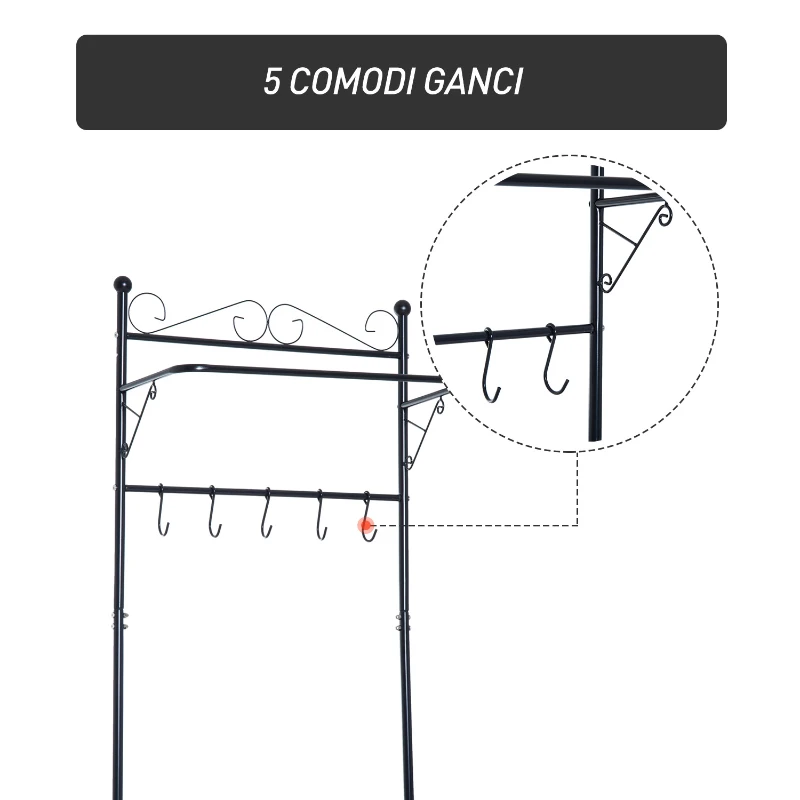 Homcom Cuier pentru Hol cu Rafturi Dulap pantofi in Metal, Negru