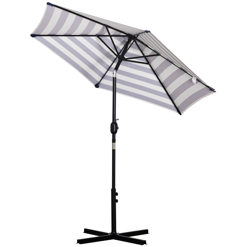 Outsunny Umbrela de Gradina Reglabila Φ227cm in metal Design dungat, Albastru si Alb