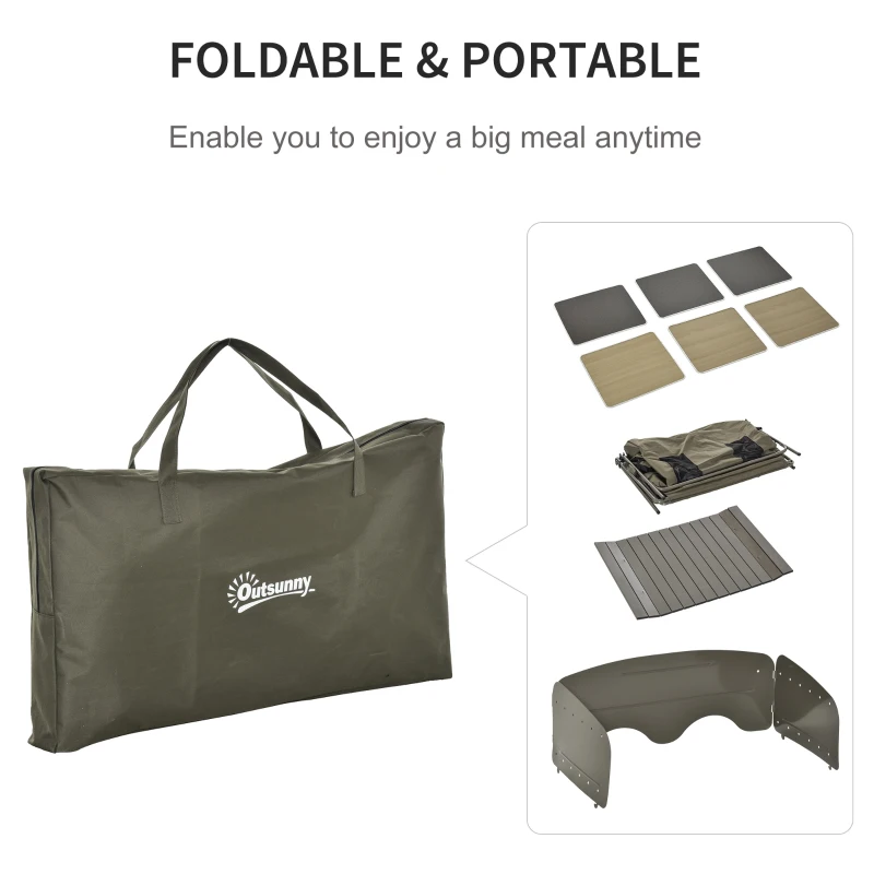 Outsunny Masa de camping tip dulap, Pliabila, Geanta de calatorie, 94x57x109cm, Verde