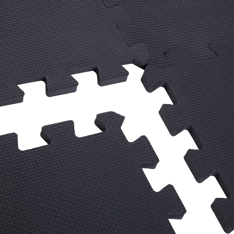 HOMCOM Covor Puzzle 32 Piese 63x63 cm in EVA Moale Negru