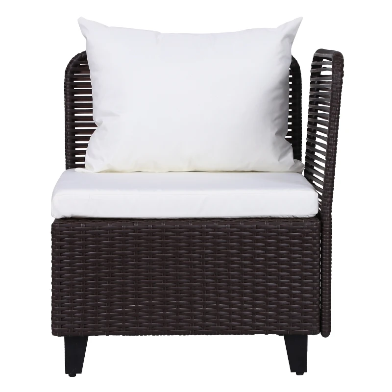 Outsuny Set Mobilier pentru Extern in PE Rattan Fotolii cu Perne si Taburet Maro