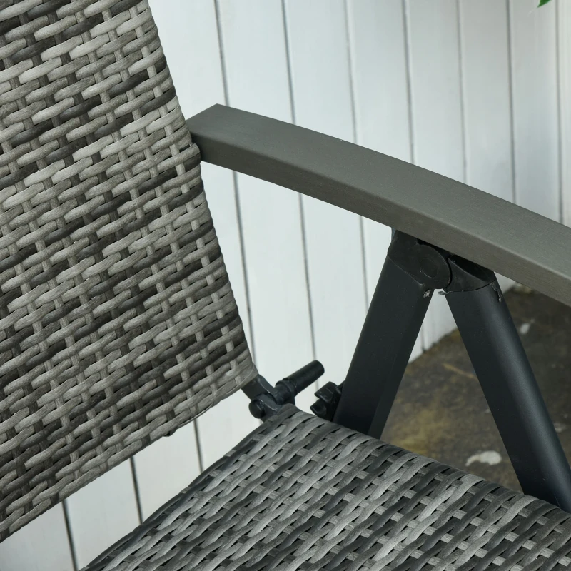 Outsunny Scaun Pliabil de Gradina din Ratan PE Reclinabil cu Cotiere