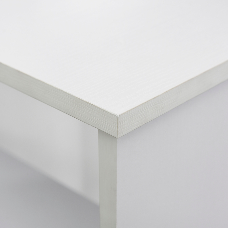 Homcom Masa Colt Birou 120×100×74 cm – Alba cu 5 Rafturi Functionale