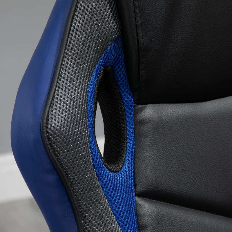 Vinsetto Scaun de Gaming Fotoliu de Birou Rotativ cu Roti din Piele ecologica Negru si Albastru