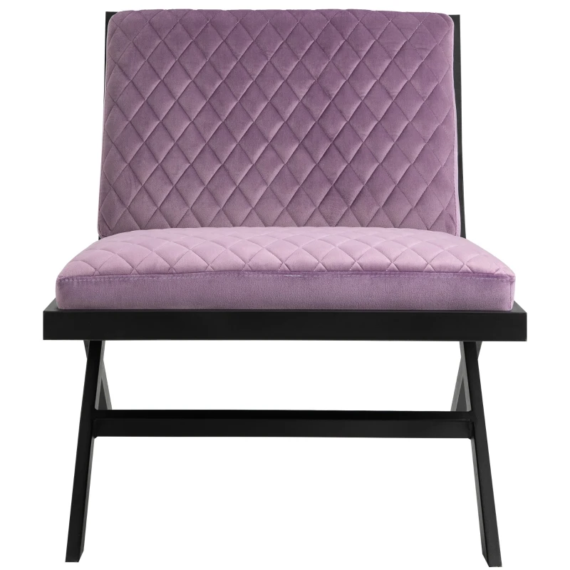 Homcom Fotoliu Captusit din Otel si Poliester Efect Matlasat Design Modern Mov si Negru