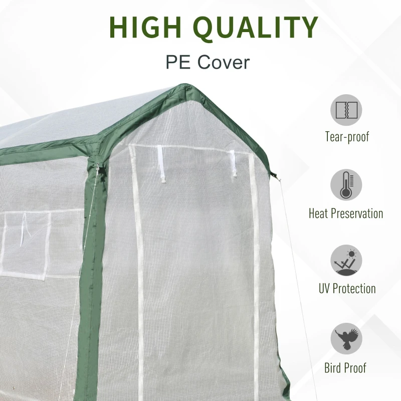 Outsunny Sera de Gradina Folie din PE cu 4 Ferestre, 240x180x200cm