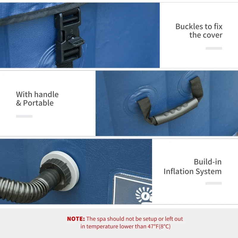 Outsunny Hidromasaj Gonflabil 100 Jeturi Incalzire 40° C pentru 4-6 Persoane