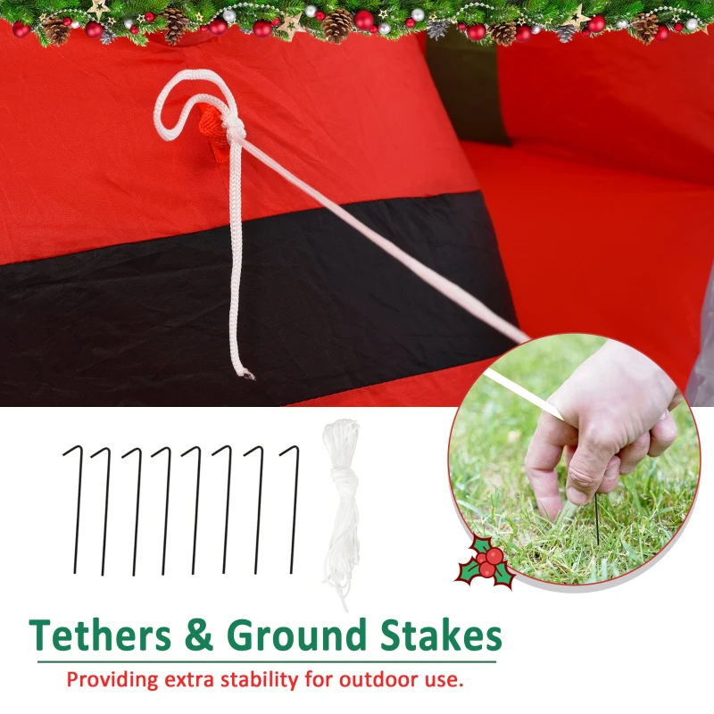 HOMCOM Mos Craciun Gonflabil cu 4 lumini LED, ren si sanie, impermeabil IP44