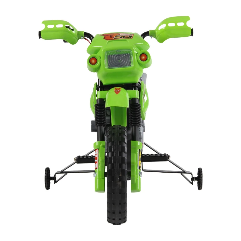 Homcom Moto Cross Electric – Copii, Verde cu Roti Ajutatoare