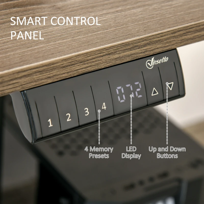 Vinsetto Birou Reglabil cu 4 nivele de Inaltime Design Anti-coliziune din Metal si Lemn