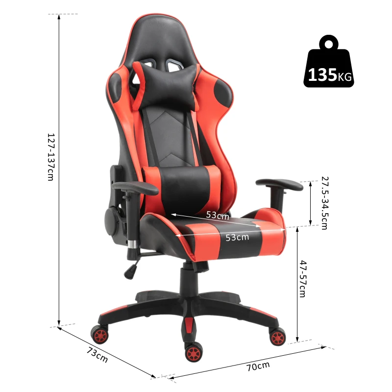 Vinsetto Fotoliu pentru Gaming in Piele Sintetica Premium Ergonomica Spatar Inalt Negru si Rosu