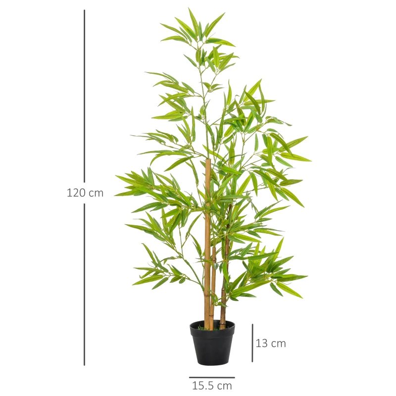 Outsunny bambus artificial in ghiveci, 120 cm, verde