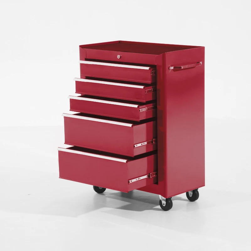 HOMCOM Carucior Pentru Ustensile Unelte cu Sertar Rosu 61.5 x 33 x 85cm