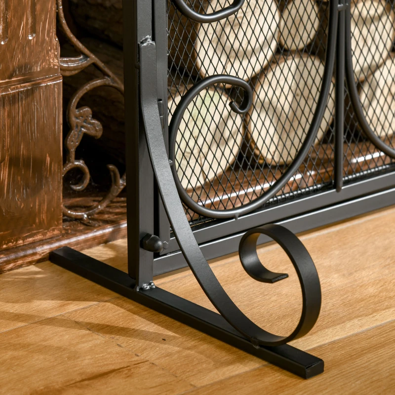 HOMCOM Paravan pentru Semineu din Metal Negru cu 2 Usi 88x30x89cm