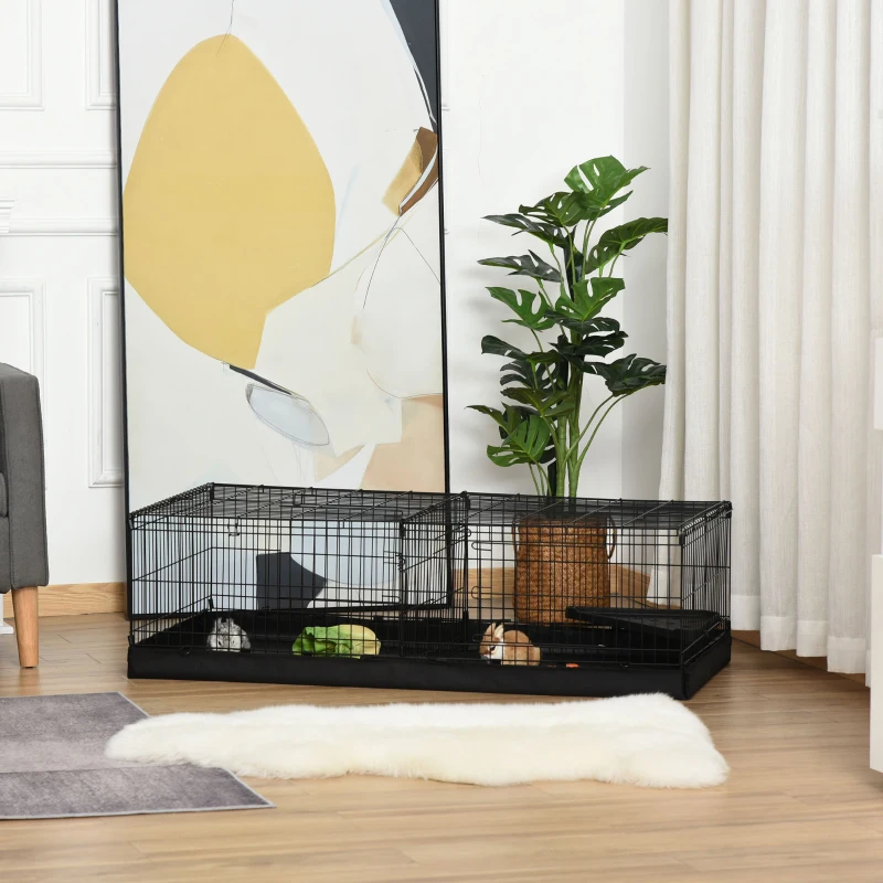 PawHut cusca pentru iepuri si porcusori de Guineea, neagra