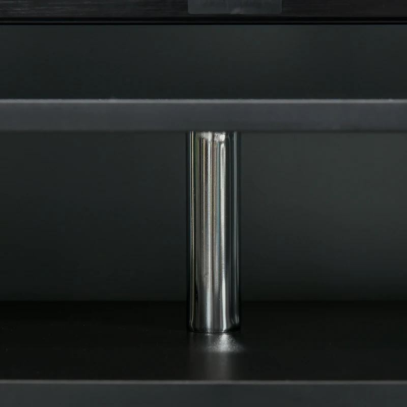 HOMCOM Mobilier TV Modern cu 2 Rafturi, Gauri cablu si 2 Dulapioare in PAL 105x40x55cm Negru-Maro