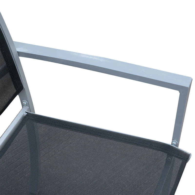 Outsunny Set 2 Scaune de Extern in Textilen si Otel, Negru si Gri