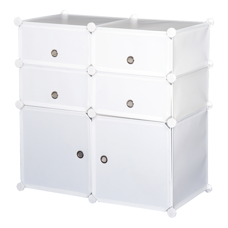 Homcom Dulap Haine Dulap Pantofi Modular din Plastic 6 Cuburi Alb, 75x37x73cm