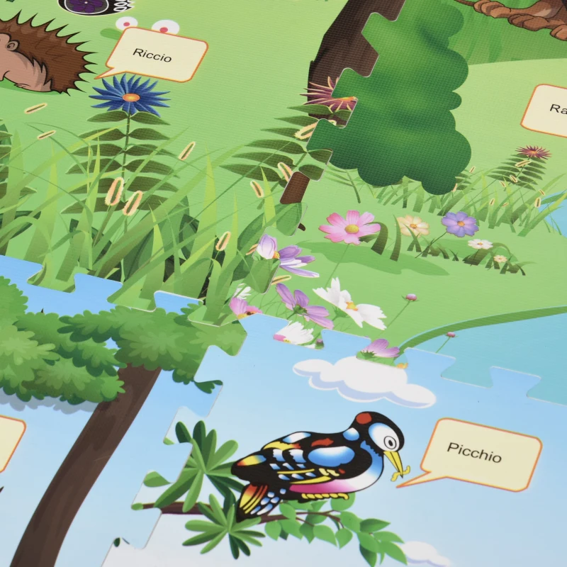 HOMCOM Covoras Puzzle 24 Piese Impermeabil Antiderapant din EVA acopera 9㎡