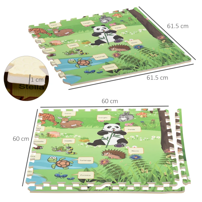 HOMCOM Covoras Puzzle 24 Piese Impermeabil Antiderapant din EVA acopera 9㎡