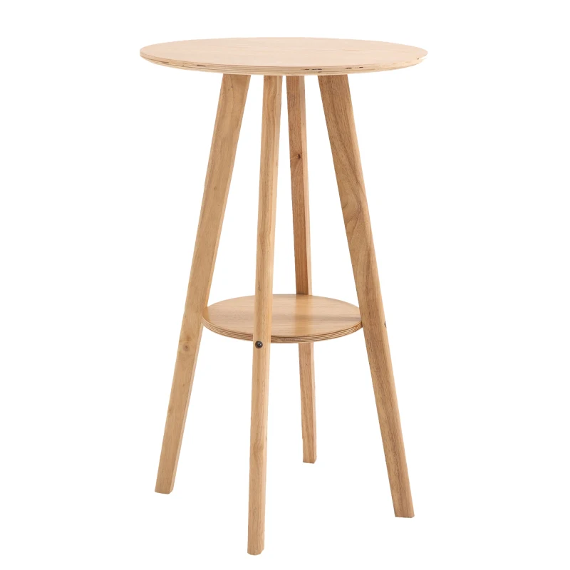 HOMCOM Masa inalta pentru bar sau bucatarie, Rotunda din Lemn Design Scandinav