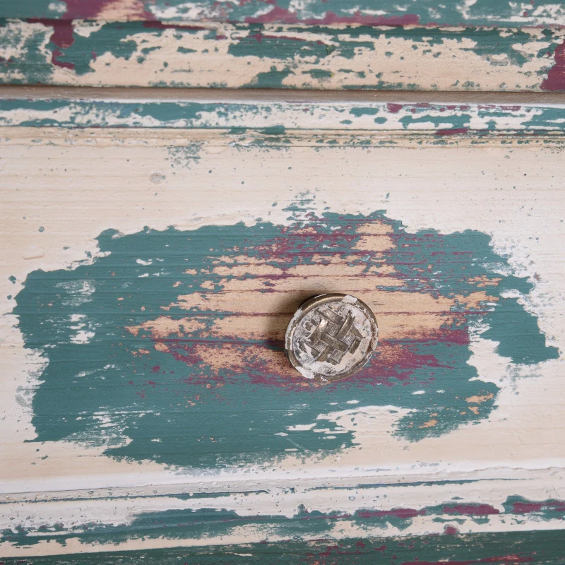 Homcom Masa Consola din Lemn de Brad cu Efect Vintage cu 2 Sertare 110x38x90 cm