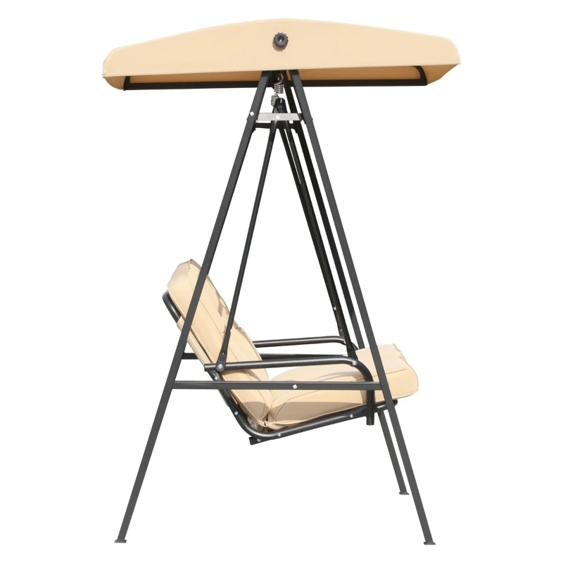 Outsunny Balansoar de Gradina cu 2 locuri, Acoperis reglabil si Structura din otel, 138 x 106 x 174cm