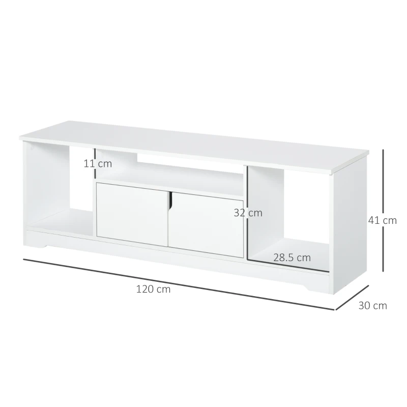 Mobilier Suport TV HOMCOM Pana la 42 inchi cu Dulapior si Etajere Deschise, din Lemn, 120x30x41cm