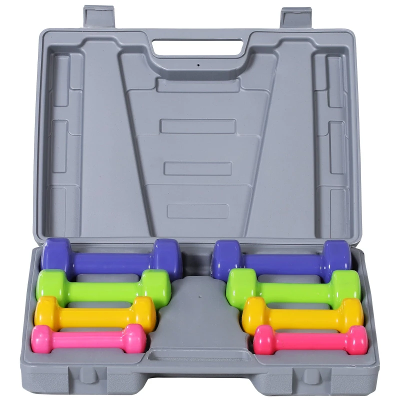 HOMCOM set 4 perechi greutati, cu valiza, 0.5kg, 1kg, 1.5kg, 2 kg
