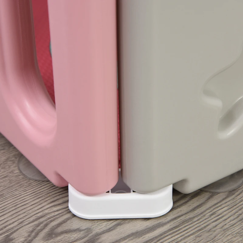 HOMCOM Gard Pliabil Copii +6 Luni cu 14 Bucati cu Interblocare, Incuietoare si Jocuri