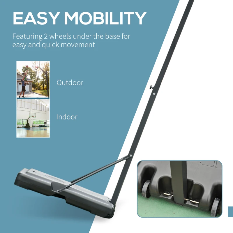 Homcom Cos Baschet pentru Adulti – Reglabil 302-352 cm, Negru