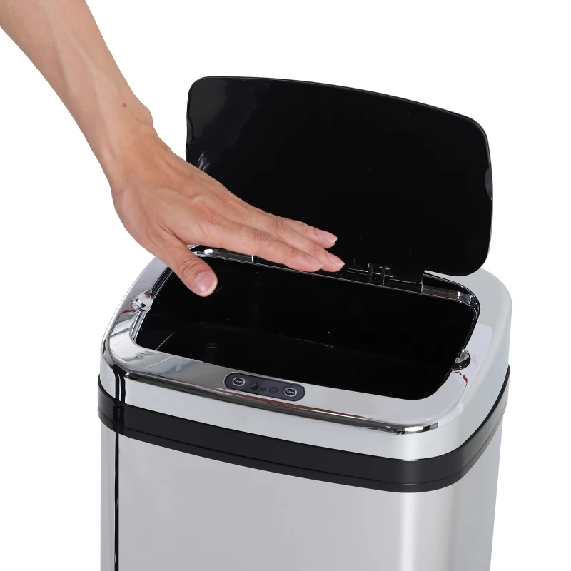 HomCom cos de gunoi patrat, din inox, cu senzor automat, 50L