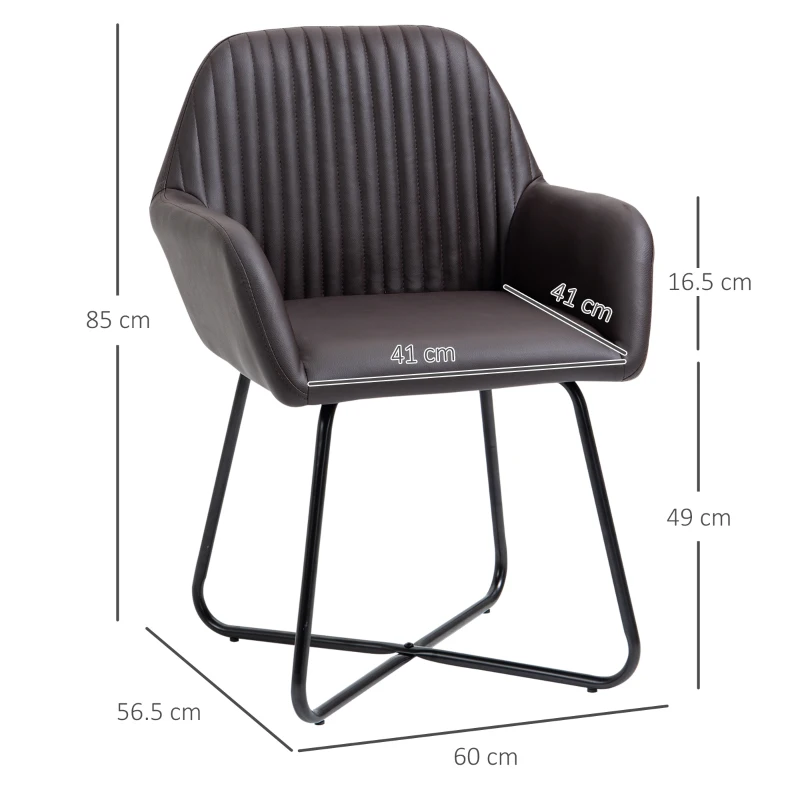 Homcom Set 2 Scaune 60×56,5×85 cm – Piele Sintetica Maro, Design Modern