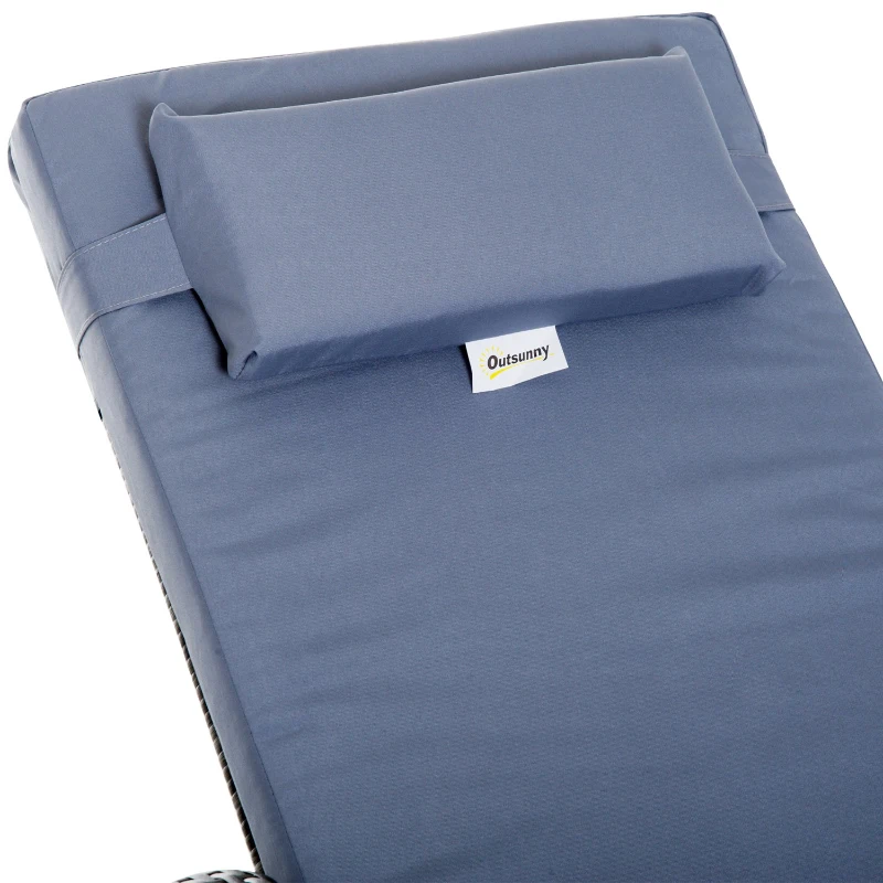 Outsunny Set 2 Sezlonguri si 1 Masuta de Gradina in Poli ratan Gri cu Saltea Captusita si Roti
