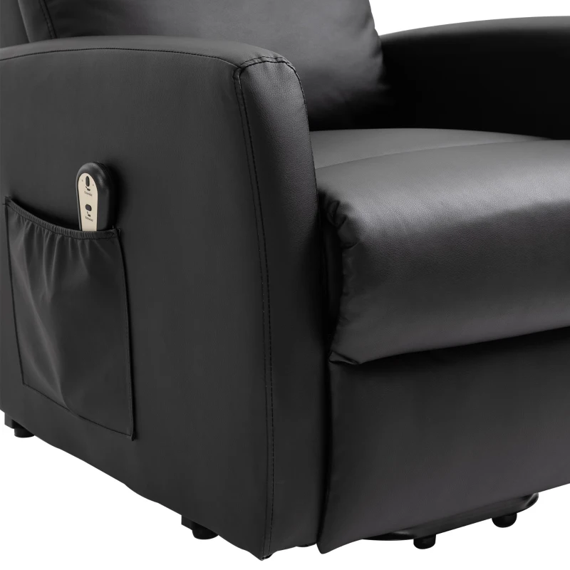 HOMCOM Fotoliu Ridicare Electric 145° – Rabatabil pentru Varstnici, Negru