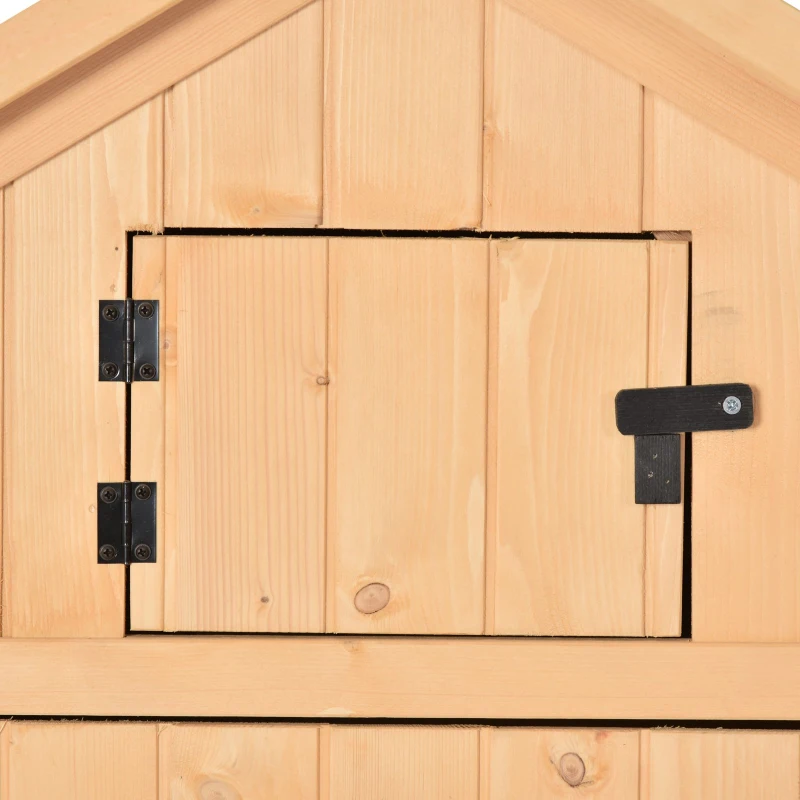 Outsunny Dulap de Gradina Extern Pentru Scule Ustensile in Lemn cu 3 Rafturi Acoperis Impermeabil 77 × 54.2 × 179cm Lemn Natural