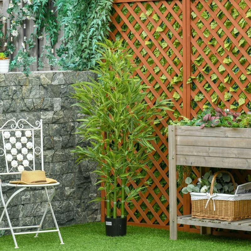 HOMCOM Planta Artificiala de Bambus 150 cm Inaltime cu Ghiveci Inclus pentru Interior si Exterior - Verde