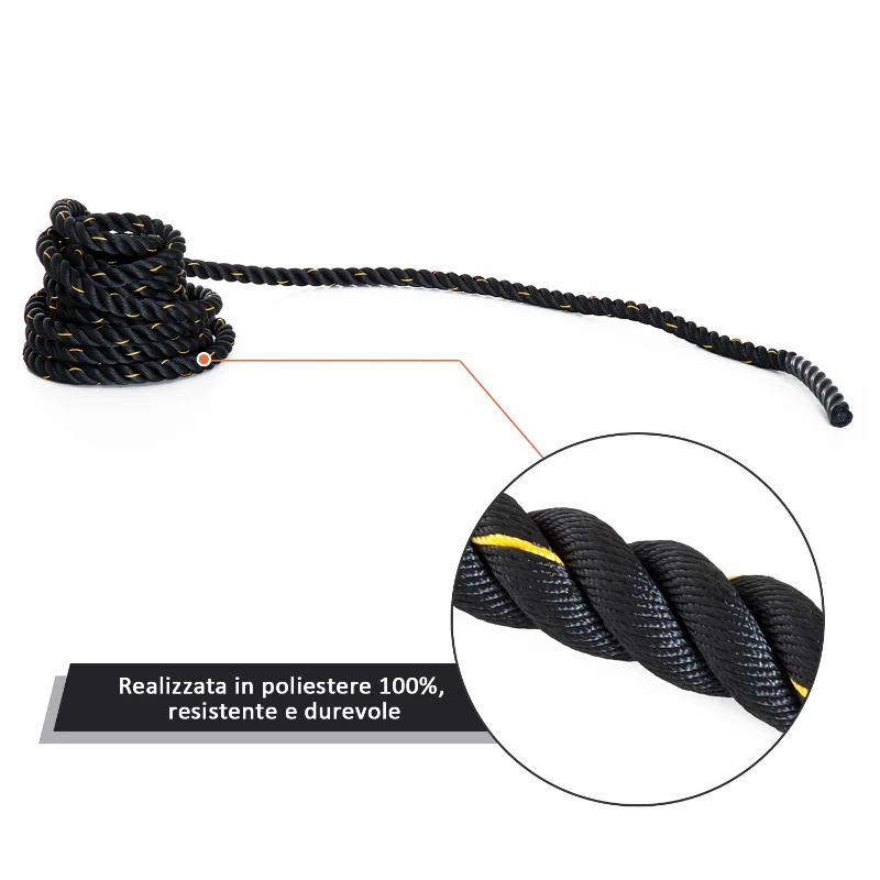 HOMCOM Battle Rope Coarda Funie de Antrenament Forta Fitness (Ф38mm) Lungime 9m